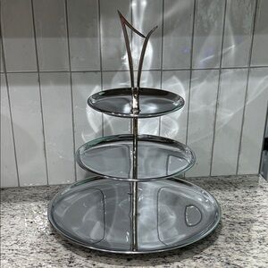 Vintage Kromex Midcentury 3 Tier Chrome Serving Tray.
